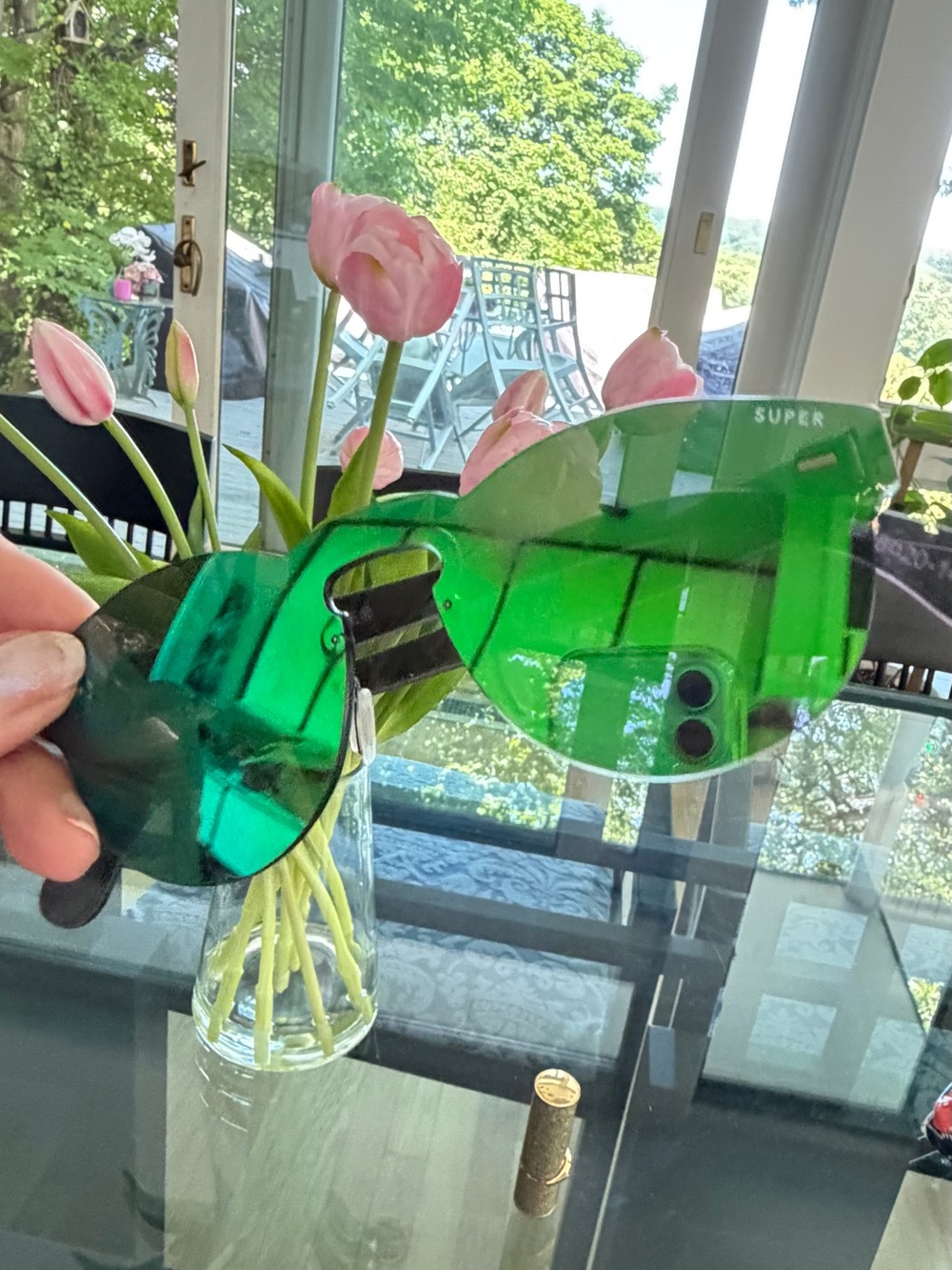 RetroSuperFuture Green Mirrored Aviator Sunglasses